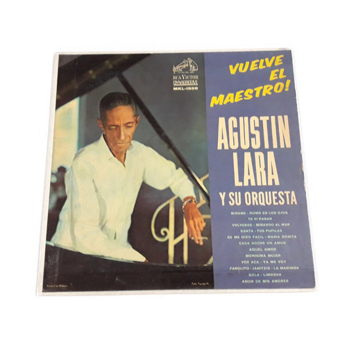 Vuelve El Maestro Agustín Lara Y Su Orquesta / Lp