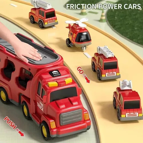 Camión De Bomberos Rojo Con Almacenamiento 5 En 1 B