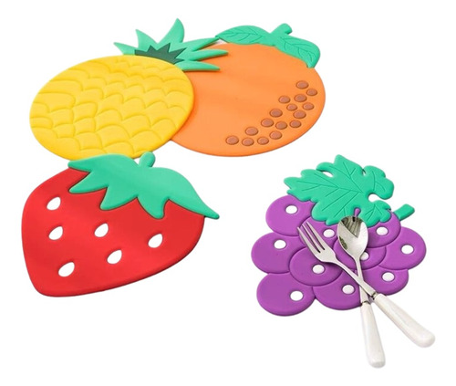 Suporte E Descanso De Silicone Para Panelas Design De Frutas Cor Sortidas