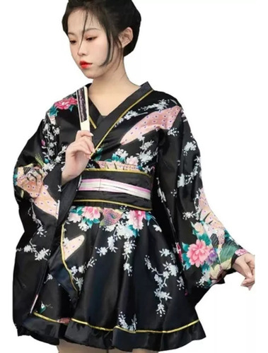 Albornoz De Mujer Japonesa, Diseño Floral Y Kimono.