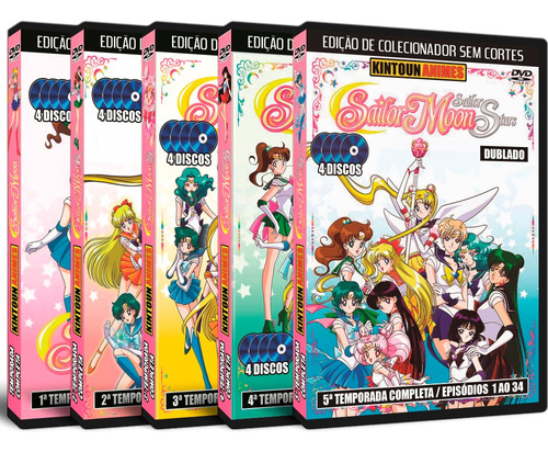 Sailor Moon 1ª Até 5ª Temporada + Ovas Em Dvd Alta Definição