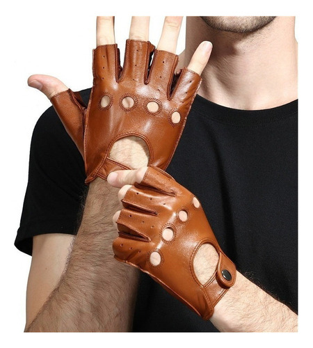 Guantes De Cuero Para Hombre, Medio Dedo, Fitness, Deportes,