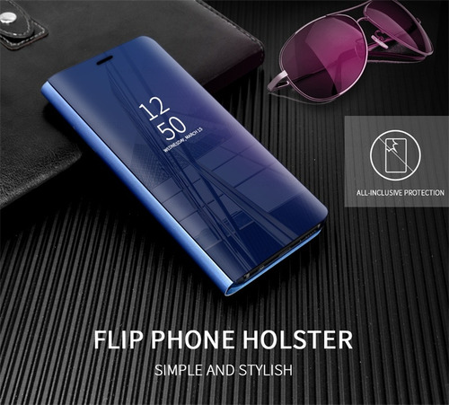 Funda De Piel Con Tapa Smart View Mirror Para Samsung Galaxy S25 Plus S25 Ultra S25 Edge Con Función Atril Magnética