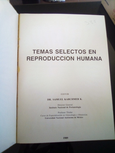 Temas Selectos En Reproducción Humana Samuel Karchmer (Usado)