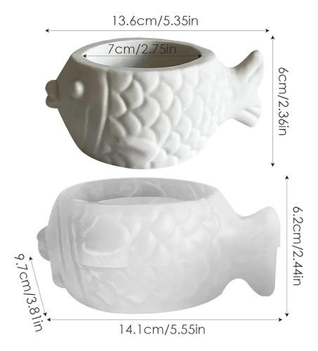 Molde Silicona Florero Maceta Porta Vela Pez