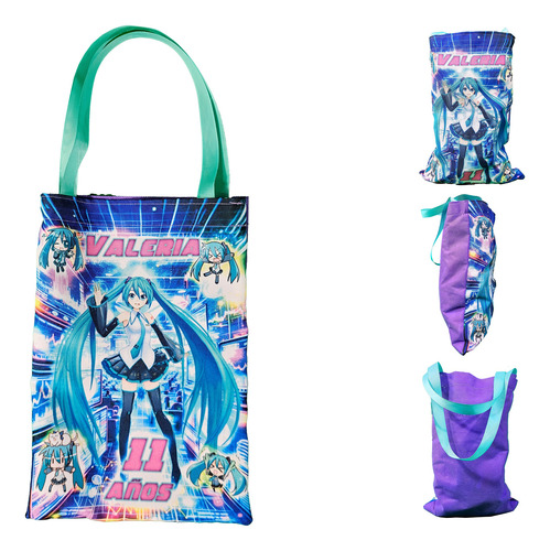 30 Bolsitas Dulceros Hatsune Miku Anime Fiesta Cumpleaños Morado Hatsune Miku Modelo 1