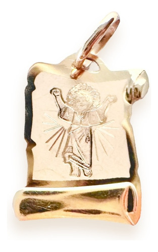 Medalla Pergamino Laser Del Divino Niño Jesús 1.4 Cm Oro 10k