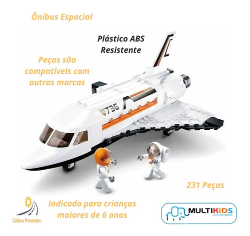 Blocos Montar Astronautas Ônibus Espacial Foguete 231 Pçs