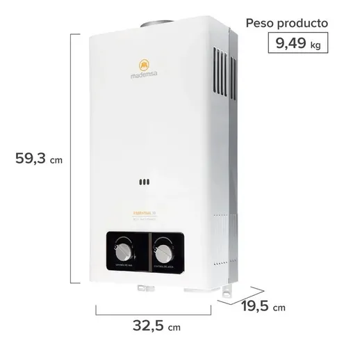 Calefont Gas Licuado 10 Litros Tiro Natural Essential 10 Eco (Usado)