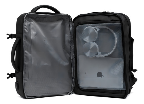 Mochila Faculdade Resistente Bolsa Viagem Espaçosa Cor Preto Desenho Do Tecido Liso