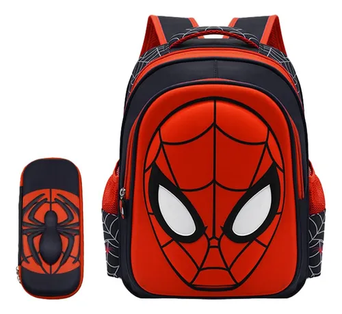 Mochila Escolar Para Niños Spider-Man anime De Dibujos Animados Tres  Conjuntos De Bolsas De Carro 3D Impresión Tridimensional Extraíble De Seis  Ruedas