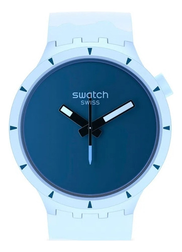 Reloj Swatch Big Bold Bioceramic Arctic De Silicona Ss Color de la malla Celeste Color del bisel Celeste Color del fondo Azul marino