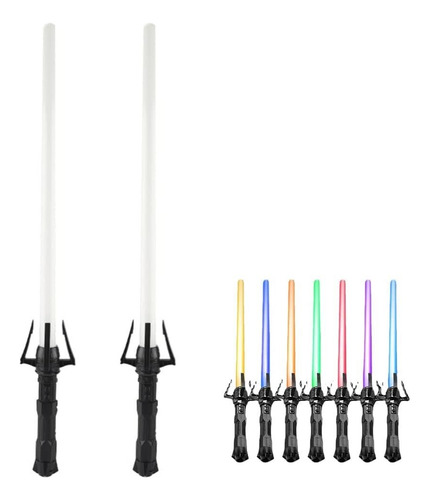 2 Pcs Láser 2 En 1, 7 Colores Sable Luz Ampliable Con Sonido
