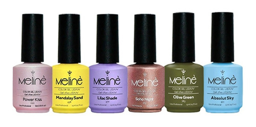 Set X 6 Esmaltes Meline Semipermanente Cruelty Free Color