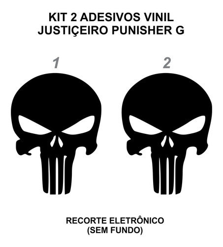 Kit 2 Adesivos Vinil Carro Moto Marvel Justiçeiro Punisher G