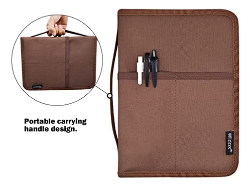 Funda A5 Marrón Con Doble Cremallera Y Soporte Bolígrafo