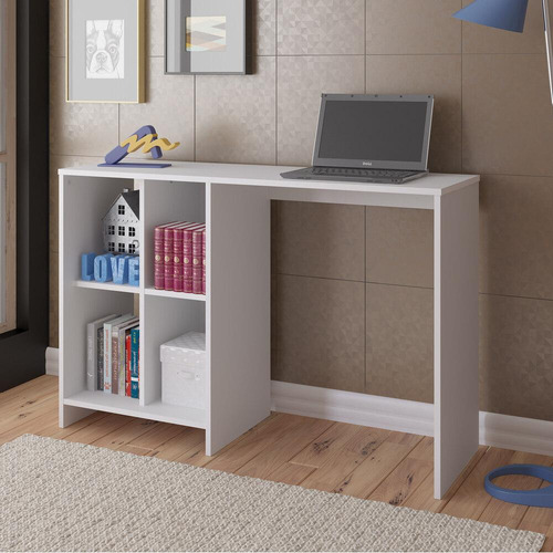 Escrivaninha 110cm Com Nichos Multimóveis Cr25208 Cor Branco