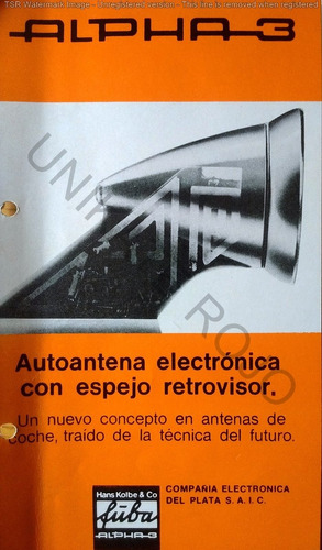 Antiguo Folleto Auto Radio Antena Espejo Retrovisor Año 1970