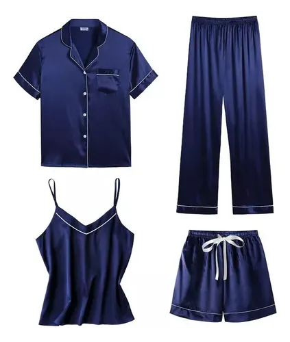 Nuevo Conjunto Pijama Y Pijama Seda Para Mujer, Ropa Dorm