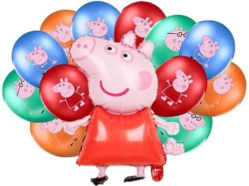 Pack 13 Globos 1 Metalizado 12 Látex Peppa Pig