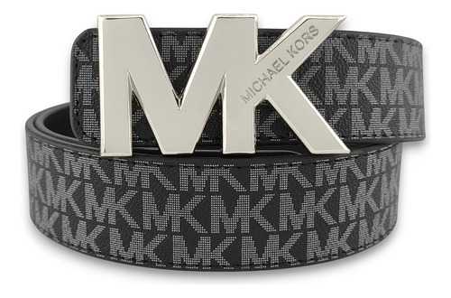 Cinturón Mk Michael Kors Moda Unisex Negro S 110cm Plateada