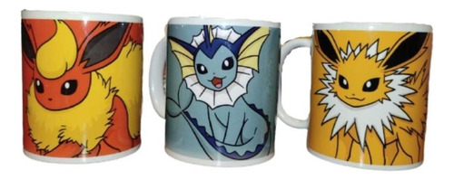 Tazas Pokémon 3 Evoluciones Eevee Jolteon Flareon Vaporeon