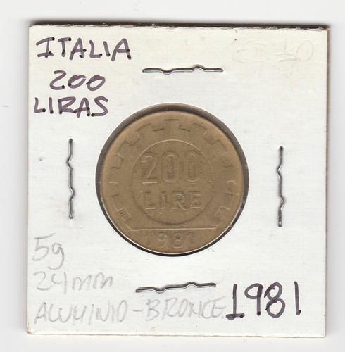 Moneda Italia 200 Liras 1981 Vf+