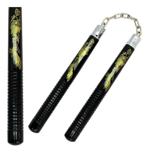 Nunchakus Madera Chacos Ninja Rodillo Y Cadena Solido