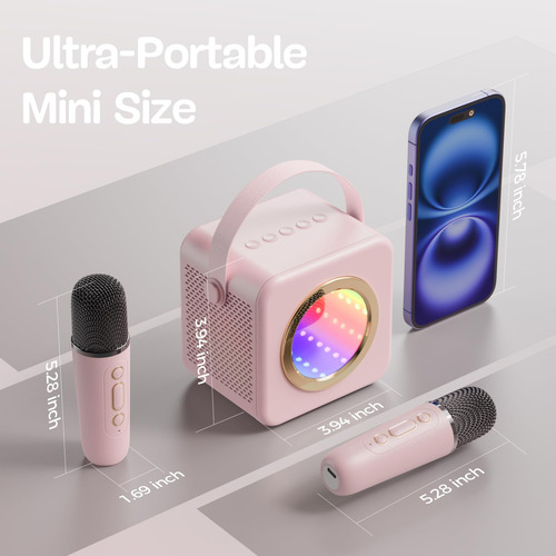 Máquina De Karaoke Xwit Mini Con 2 Micrófonos Inalámbricos R