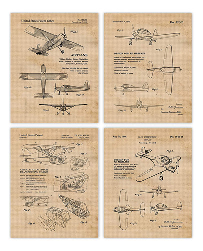Vintage Piper Airplanes - Poster Impreso Con Patente  Juego