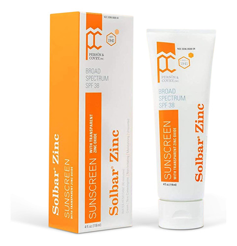 Solbar Protector Solar Zinc Con Oxido De Zinc Spf 38, Sin Pe