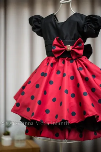 Vestido infantil best sale minnie vermelha luxo