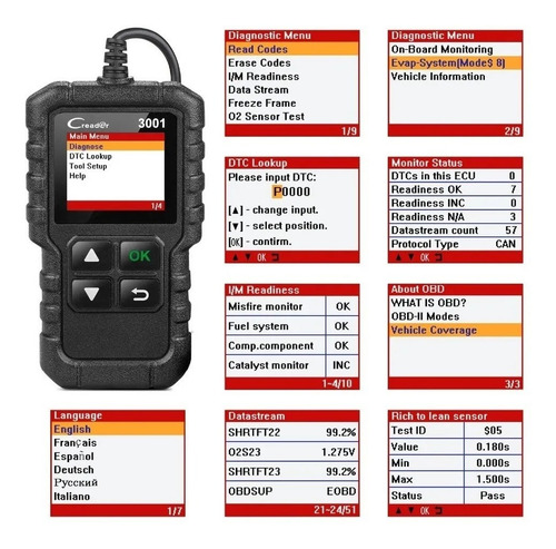 Imagem 6 de 6 de Scanner Automotivo Launch Cr3001 Obd2 Resolve Erro Injeção