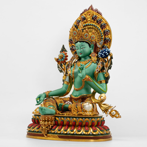 Estatua De Buda Verde De Cobre Hecha A Mano Mmg