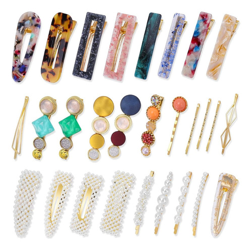 Set 28 Piezas Clip Broches Cabello Accesorio Pinza Cabello Color Multicolor