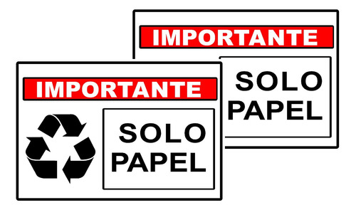   Señalética Reciclaje Solo Papel Kit 2 Señalamientos