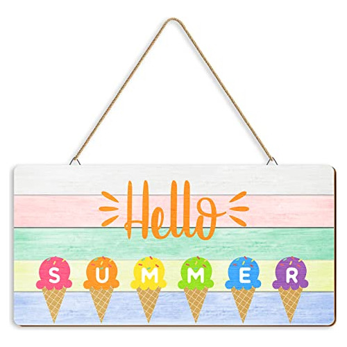 Hola Puerta De Verano Signo Helado Decoración Verano H29nk