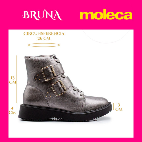 Borcegos Moleca Mujer Cordones Plataforma Cinto Cierre Bruna