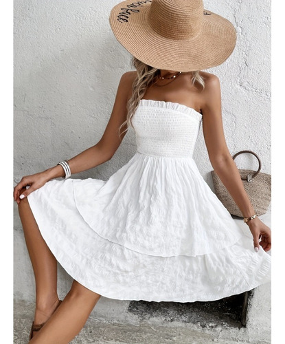 Vestido Casual Delgado Con Vaina De Color Liso Sin Mangas