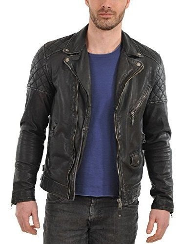 Chaqueta De Cuero Genuino Negro - 1501492