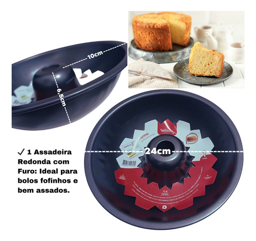 Kit 2 Formas Assadeiras Antiaderentes Para Pão Bolo Pudim