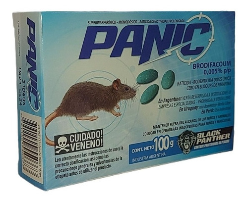 Imagen 2 de 2 de Veneno Cebo Control Ratas Ratones Raticida Panic X 100 Gr