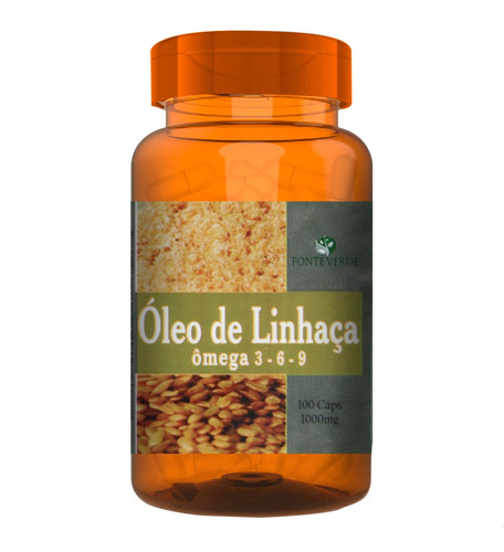 Óleo De Linhaça Ômega 3 6 E 9 - 100 Cáps Fonte Verde Sabor Sem Sabor