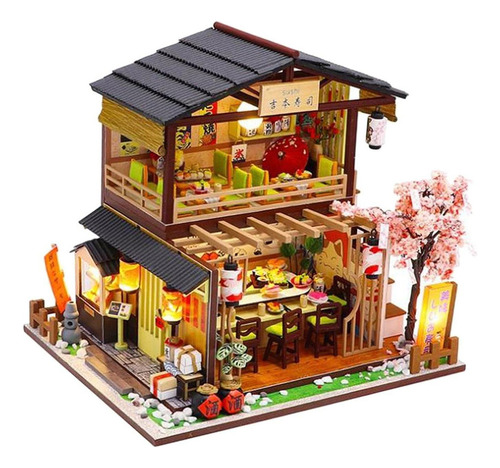 Dollhouse Diy Kit Sushi Shop Model Building Romantic 2024