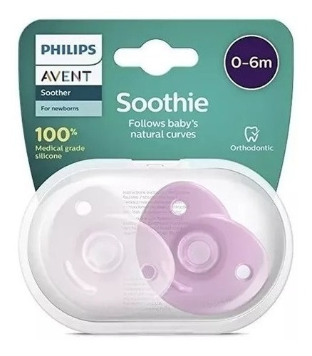 Chupetes Avent Soothie Silicona Ortodontico 0 A 6m 