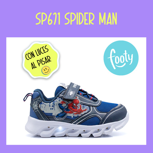 Zapatillas Footy Kids Luces Al Pisar Sp671 Spiderman Tabu
