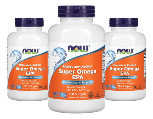 Super Ômega Now Foods Epa 1200mg 360/240 120 Softgels 3un