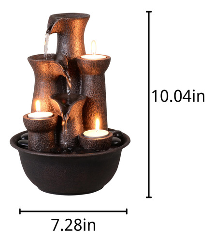 Fuente De Mesa 3 Velas Cascada Interior Resina Mmg
