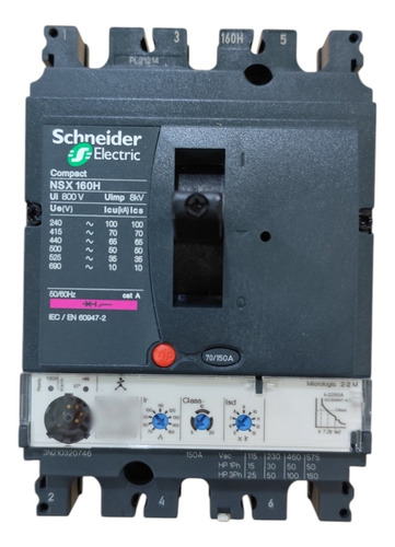 Disjuntor Nsx160h Mic 2.2m 150a 3p C16h32m150 - Schneider