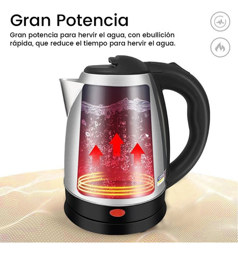 Kwalux Tetera Cafetera Eléctrica Plateada Capacidad 2litros Color Plateado
